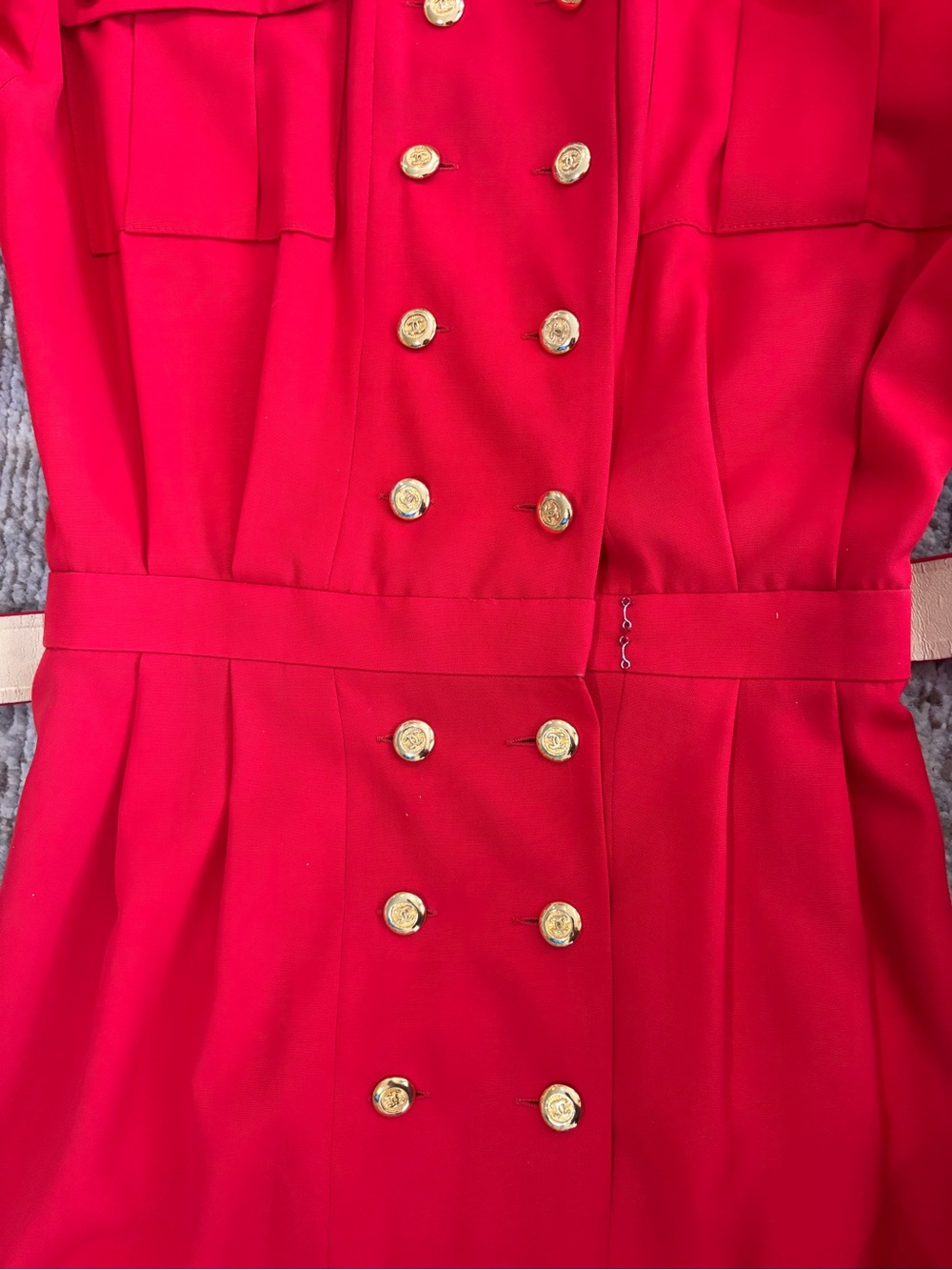 Authentic CHANEL Spring 1989 Karl Lagerfeld red belt dress vintage size 36 - Picture 7 of 13